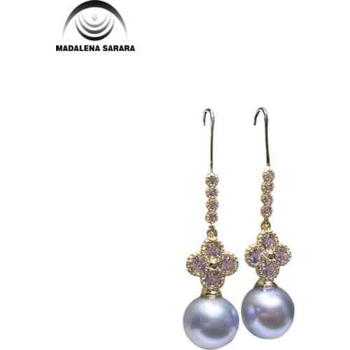 MADALENA SARARA 11-12mm AAA Seawater Pearl Black Pearl Earrings 18K Earrings Stud Earrings Elegant