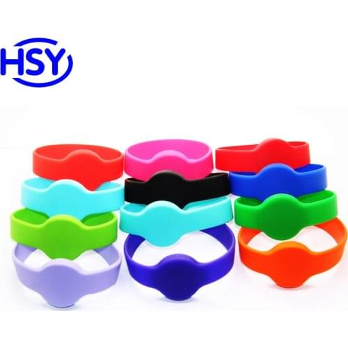 RFID silicone wristband With 125Khz EM ID Proximity TK4100 or 13.56Mhz Compatible S50 1K HF IC MF Access Control Card Chips