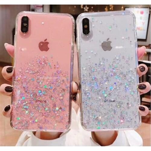 Silicon Case for Huawei P20 Lite P20pro P30 Pro Mate20 pro Honor Clear Glitter TPU Case for iPhone 6 6sPlus 7 8 Plus X XS Max XR