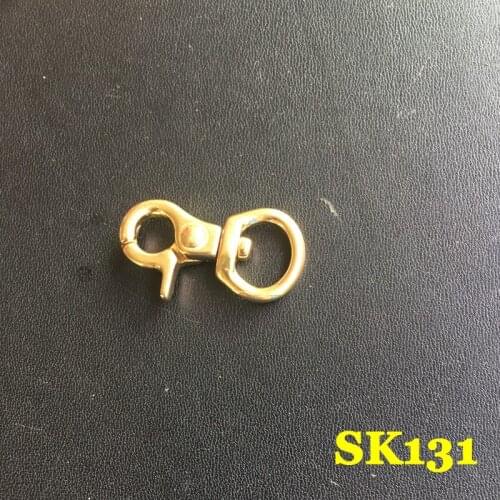 SK131) 2pc Solid Brass Spring Snap Hook Swivel Clasp Key Ring Chain Hardware