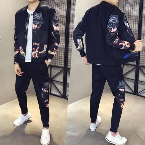 Autumn Mens Fashion Printed Tracksuit Men Moda Hombre 2020 Mens Sportswear Set Cardigan Sports Jacket + Pants 2 Piece Sets