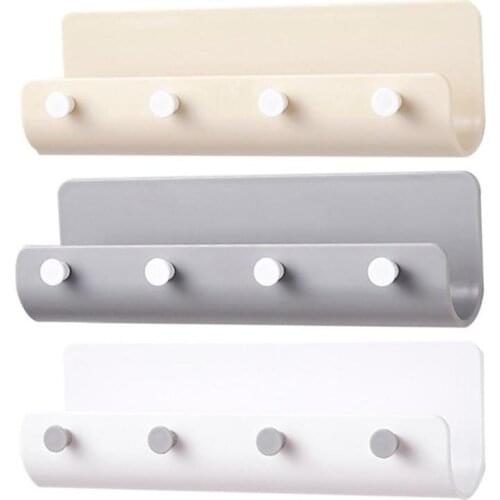 U-shaped Storage Holder Wall-mounted Hanging Key Hanger Rack With 4 Hook Storage Rack Books Sundries Organizer Shelf Home Decor