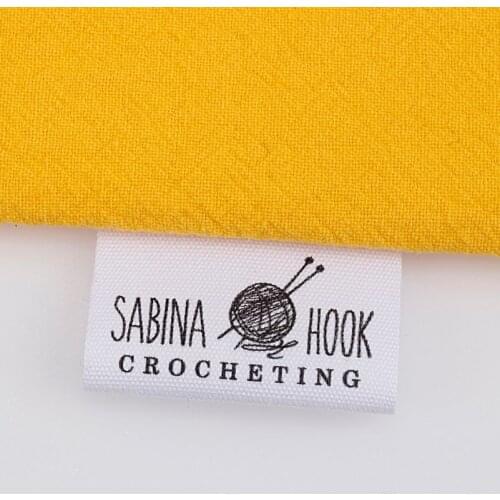 Knitting Crochet, Sewing Labels, Custom Logo, Clothing, Business Name, Washable, Cotton Fabric, 35mm x 60mm (MD5214)