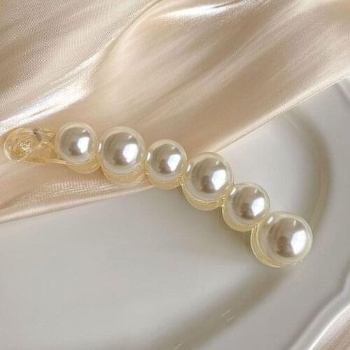Pearl Banana Hairpin Vertical Headdress Clip Ponytail Holder Pin Barrettes Simple Style Elegant Hair Accessories For Women