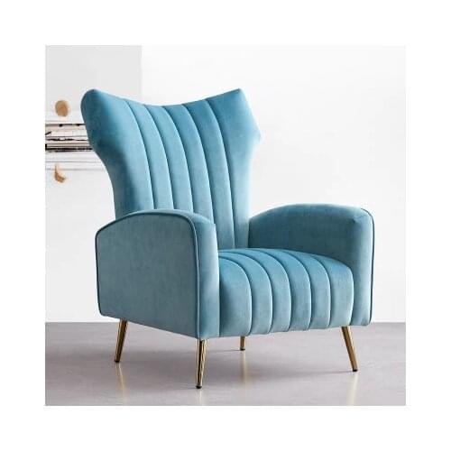 ChinaFurniture processing and production factory modern light luxury fabric single sofa with stainless steel foot