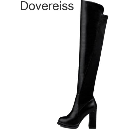 Winter For Woman New Fashion Sexy New Consice Shoes Block Heels White Slip On Boots Over The Knee High Boots Big Size