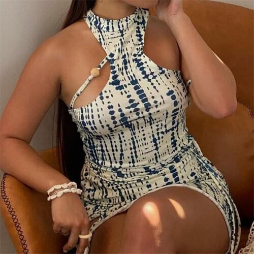 Sexy White Patchwork Sleeveless Women Dress Lace Up Hollow Out Irregular Elegant Dresses O Neck Autumn Bandage Dress Vestidos