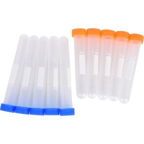 10pcs Graduation 10ml Centrifuge Tube 2ml Volume Plastic Bottles with Round cap Transparent container