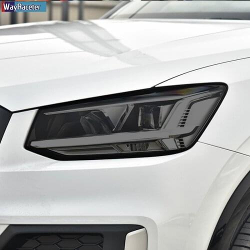 2 Pcs Car Headlight Protective Film Protection Vinyl Transparent Black TPU Sticker For Audi Q2 SQ2 2016-Present Accessories