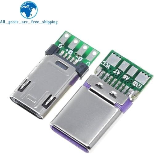 2020 NEW Micro Male Plug With PCB Solder Plate Double-sided Micro 5P Plug Usb Connector+ Type-C Male USB Connector With 4Pin PCB