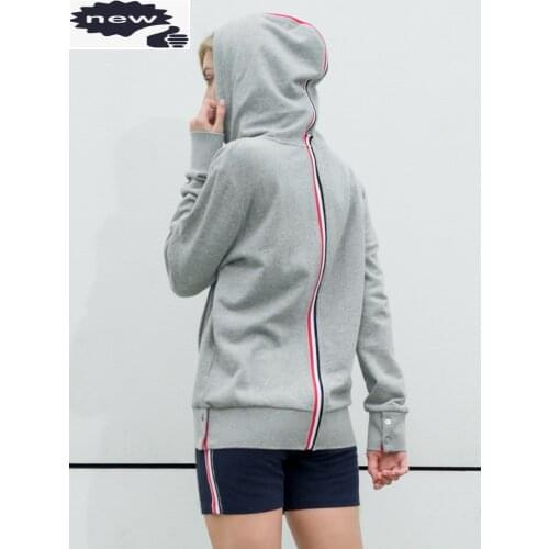 2021 Fashion TB THOM Brand Stripe Hooded Clothing Loose OS Cotton Jacket Women Sweatshirts Hoodies ins Casual Sportswear Coat