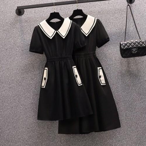 4XL Plus size office ladies elegant vintage midi dress for women korean casual high waist A-line dresses 2021 Summer vestidos