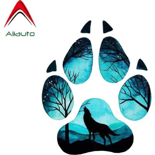 Aliauto Funny Creative Wolf Footprint Puzzle Car Stickers Auto Decorative PVC Decal,13CM*16CM