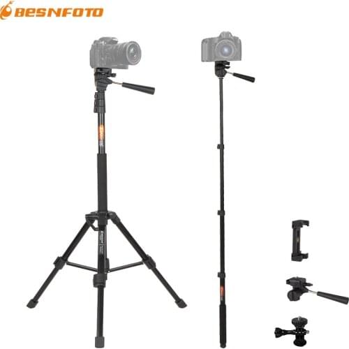Besnfoto BX-S2001 Tripod Aluminum Portable Monopod Camera Lighting Stands For Canon Nikon Sony DSLR Selfie Stick Live Broadcast