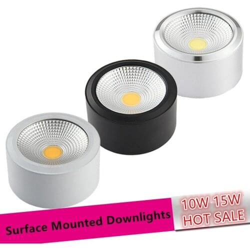 Free Shipping Surface Mounted LED Downlight COB Dimmable 5W/10W LED Down Lights AC110V/220V White/Black/Silver Housing Color