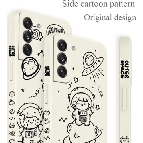 Cat Astronaut Phone Case For Samsung Galaxy S21 S20 FE S10 Note 20 10 Ultra Plus A72 A52 A42 A32 A71 A51 A41 A31 A21S 4G Cover