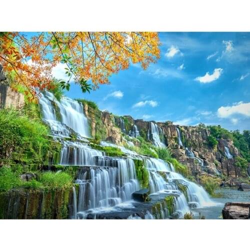 GATYZTORY Frame Diy Painting By Numbers Kits waterfall landscape Picture By Numbers Kit Home Decoration Coloring By Number