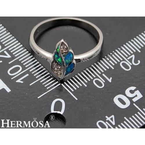 Hermosa Lucky Leaf Wedding Jewelry Mystic Fire Australian Opal Ring For Women Size 9# DF39 Christmas Gift