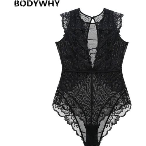NEW Women Lingerie Set Lace Bra Slim Bodysuit Sexy Hollow Deep V Bra Backless Luxury black lures glamorous mesh jumpsuit Fashion