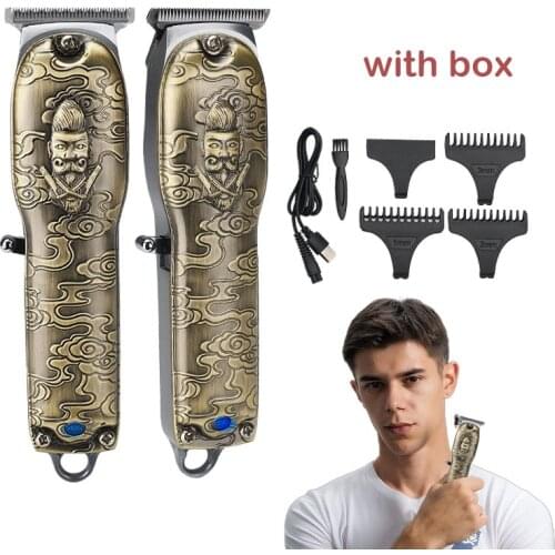 Electric Hair Trimmer Professional Hair Clipper Barber for Men Bronze Embossed Body Haircutter Hair Cutting Machine