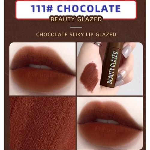Matte Lip Glaze Long Lasting Moisturizing Velvet Lipstick Chocolate No Fading Non-stick 12 Color Ilp Makeup TSLM1