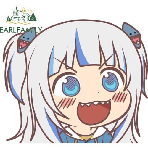 EARLFAMILY 13cm x 10.6cm Cute Car Stickers for Gawr Gura Hololive Anime Decals Windows Bumper Trunk Vehicle Vinyl Car Wrap