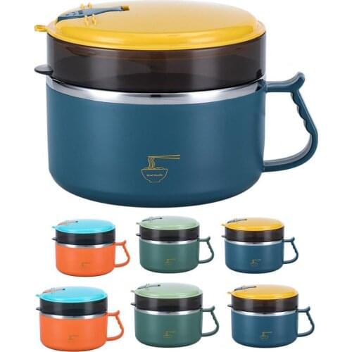 1200ml/1500ml Noodle Bowl Eco-friendly Good Seal Performance Stainless Steel Anti-scalding Soup Liquid Bowl fast food cup