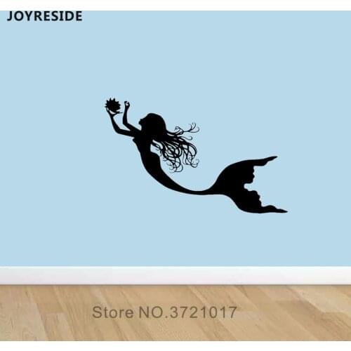 JOYRESIDE Mermaid Wall Nymph Girl Tail Sea Animal Decal Vinyl Stickers Interior Decor Bathroom Design Decoration Art Mural A217
