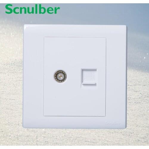 White tv wall switch panel outlet with 8p eight pins internet computer RJ45 socket