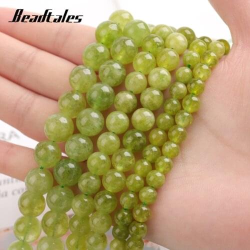 Natural Stone Green Peridot Beads Round Green Loose Beads For Jewelry DIY Making Bracelet Accessories 15" 6/8/10mm Beadtales