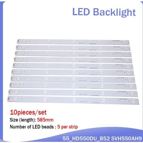 New Kit)10 PCS/set 5LEDs 584mm LED backlight strip for SVH550AH9 SVH550AC3 5LED HD550DF LED55K220 LED55K1800 LED55K220
