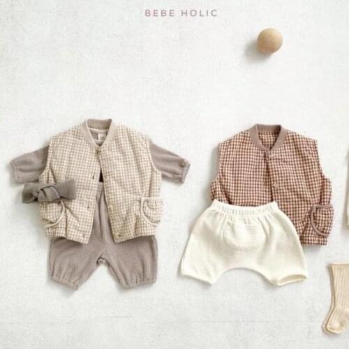 2021 Autumn Winter New Baby Boy Warm Coat Fashion Sleeveless Plaid Vest Cotton Jacket For Girls Retro Kids Clothes 6M-3T