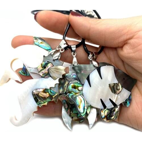 5 Styles Natural Abalone Shell Material Stitching Marine Life Shape Pendants Cute Fashionable Necklaces Various Specifications