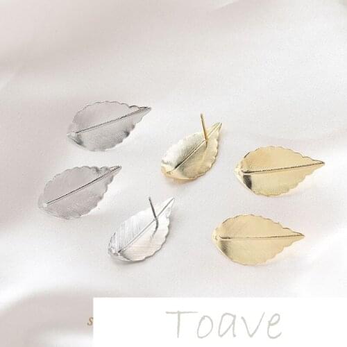 14K gold-plated copper plated real gold silver needle forest leaf earrings diy earrings hand-made material accessories