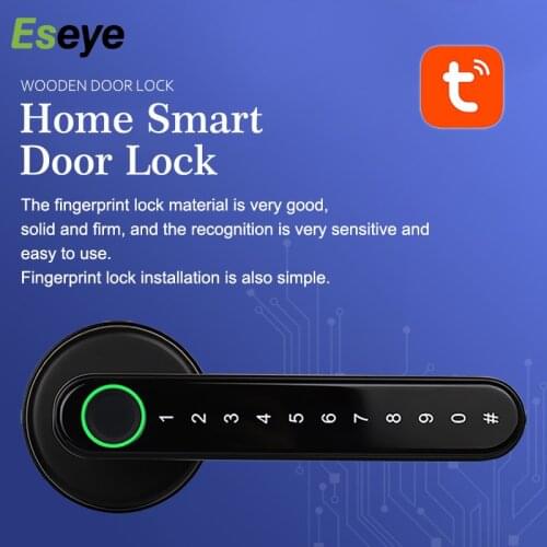 Eseye Tuya Lock APP Smart WiFi Remote Control Fingerprint Lock Biometrics Password Code Door Lock With Mechanical Key