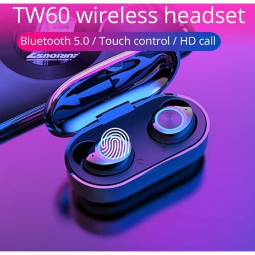 TW60 TWS Wireless Bluetooth Earphones BT5.0 32Ω 20-20kHz 400mAh Stereo Headset Touch Control Sport Earphones Portable Charging