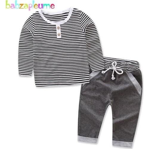 2PCS/1-5Years/Spring Autumn Baby Boys Clothes Kids Suits Fashion Casual Stripe Cotton T-shirt+Pants Children Clothing Set BC1438