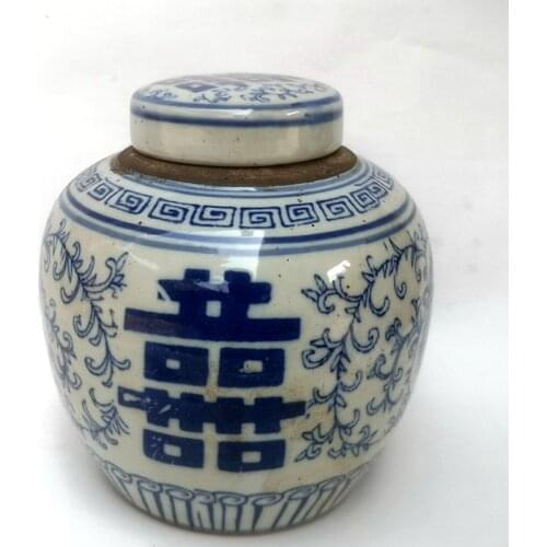YIZHU CULTUER ART Collection Chinese Old blue-and-white Porcelain Flower Vase Pot H 5.5 inch Family Decoration Gift