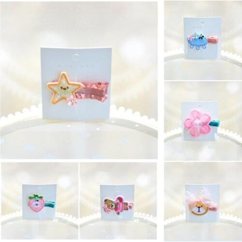 10pcs/Lot Hot Small Fresh Velvet Hairpins Kids Embroidery Cartoon Flower Animal Hair Clips Barrettes for Girls Hair Accessories