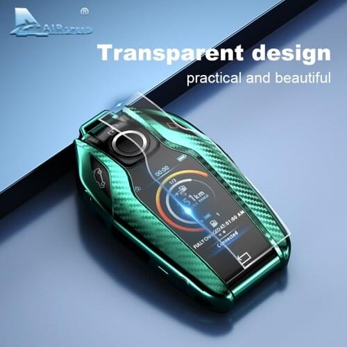 AIRSPEED for BMW G11 G12 G30 G31 G32 G01 G02 G05 G07 Accessories TPU Carbon Fiber Car LED Display Key Case Cover Protector Shell