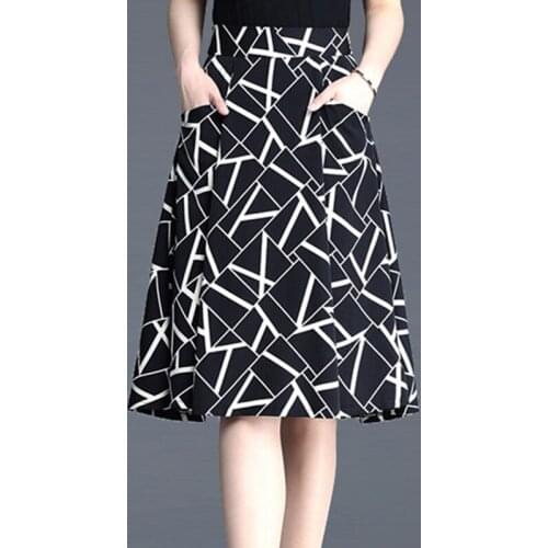 2021 Summer New Half-length Skirt Women Loose A-line Package Hip Skirt Mid-skirt Slim Plaid High-waist Mid-length Skirt