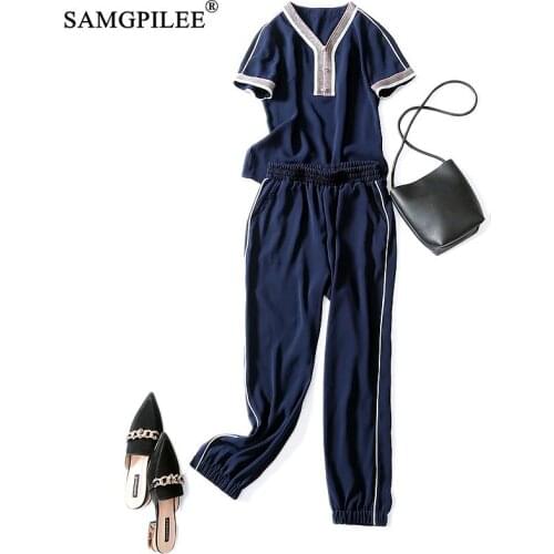 2 Piece Sets Womens Outfits Short Sleeve Casual Sets For Women V-neck Elastic Waist Solid Full Length Plus Size Two Piece Sets