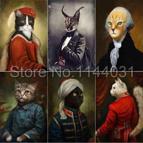 5D DIY Diamond Painting Needlework Gentleman Cat Full Square Drill Mosaic Diamond Embroidery Animal Pattern Decoration Painting