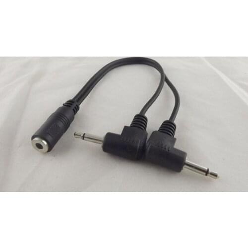 10pcs 3.5mm 1/8" Female To 2x 3.5mm Male Mono 90 Degree Angled Plug Splitter Cable 20cm