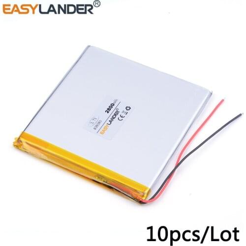 10pcs /Lot 3.7v lithium Li ion polymer rechargeable battery 408080 2800MAH For PDA Vedio Game andorid phone toys,tablet battery