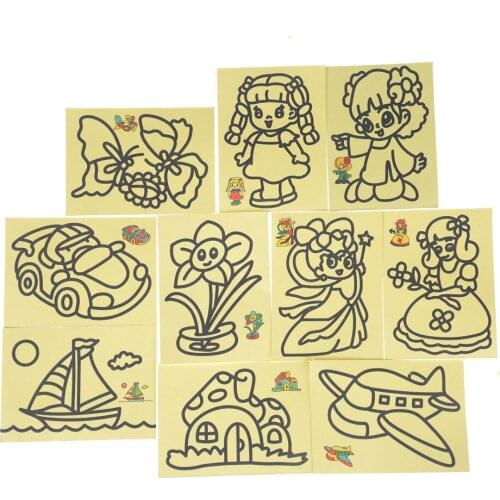 10pcs/lot Sand Painting Pictures Children Kids Drawing Toys Kid DIY Crafts Education Toy for boys and girls