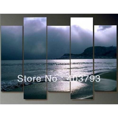 5pc seaside art deco wall art modern abstract oil painting no stretched free shipping