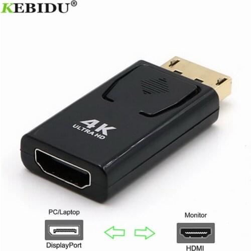 KEBIDU Display Port DP Male To HDMI-compatible Female Adapter Black 4K@30hz 1080P Dp To Hdmi-com' Video Audio Connector For HDTV