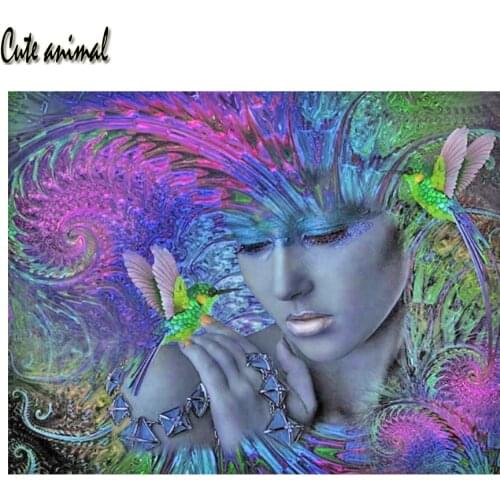 DIY 5D Diamond Painting Fantasy Woman Diamond Mosaic Embroidery Cross Stitch Girl Bird Full Square Drill Home Decoration New