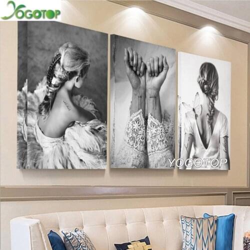 YOGOTOP 5D DIY Diamond Painting Diamond Embroidery Ballet girl Mosaic Picture Of Rhinestone 3pcs/set 3D Room Wallpaper ML787